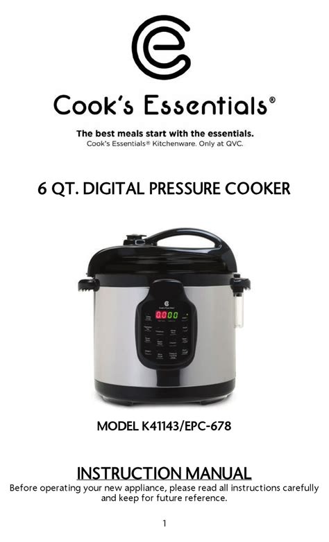 instruction manual for cooks essentials pressure cooker